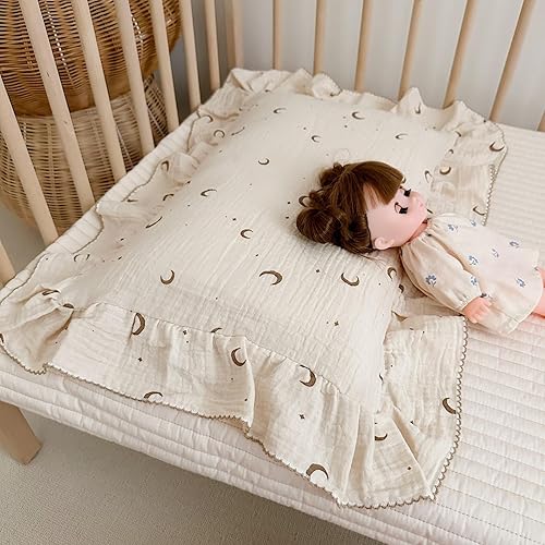 Vista 269 de BuLuTu Funda de almohada de muselina de algodón para niños pequeños, tamaño estándar, estampado de flores de Galsang, suave funda de almohada