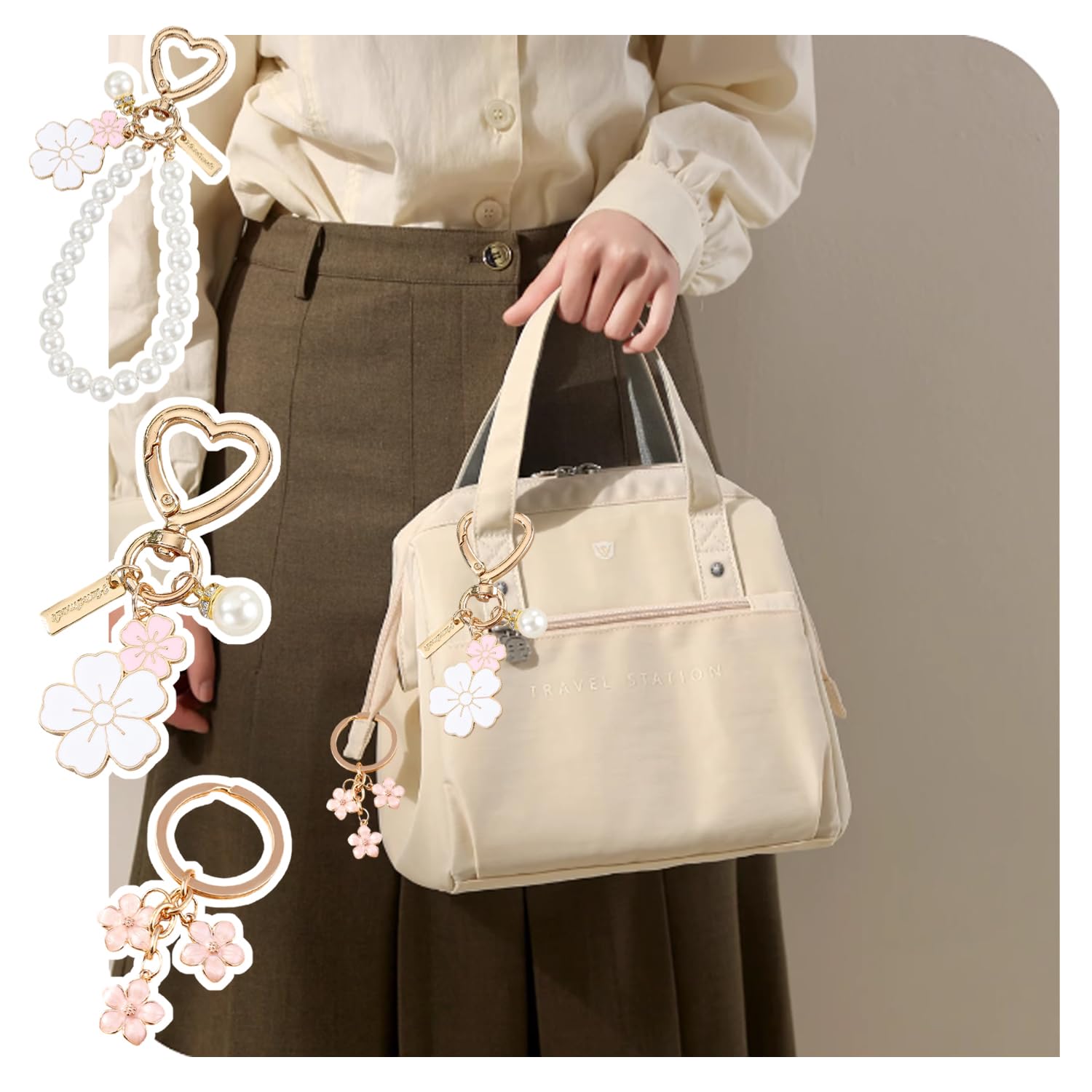 3 Piezas De Llave De Flor De Cerezo, Cole Dulce Y Dulce, Cadena De Claves De Mujeres, Remolque De Decoración Multipropósito, Accesorios De Mochila.