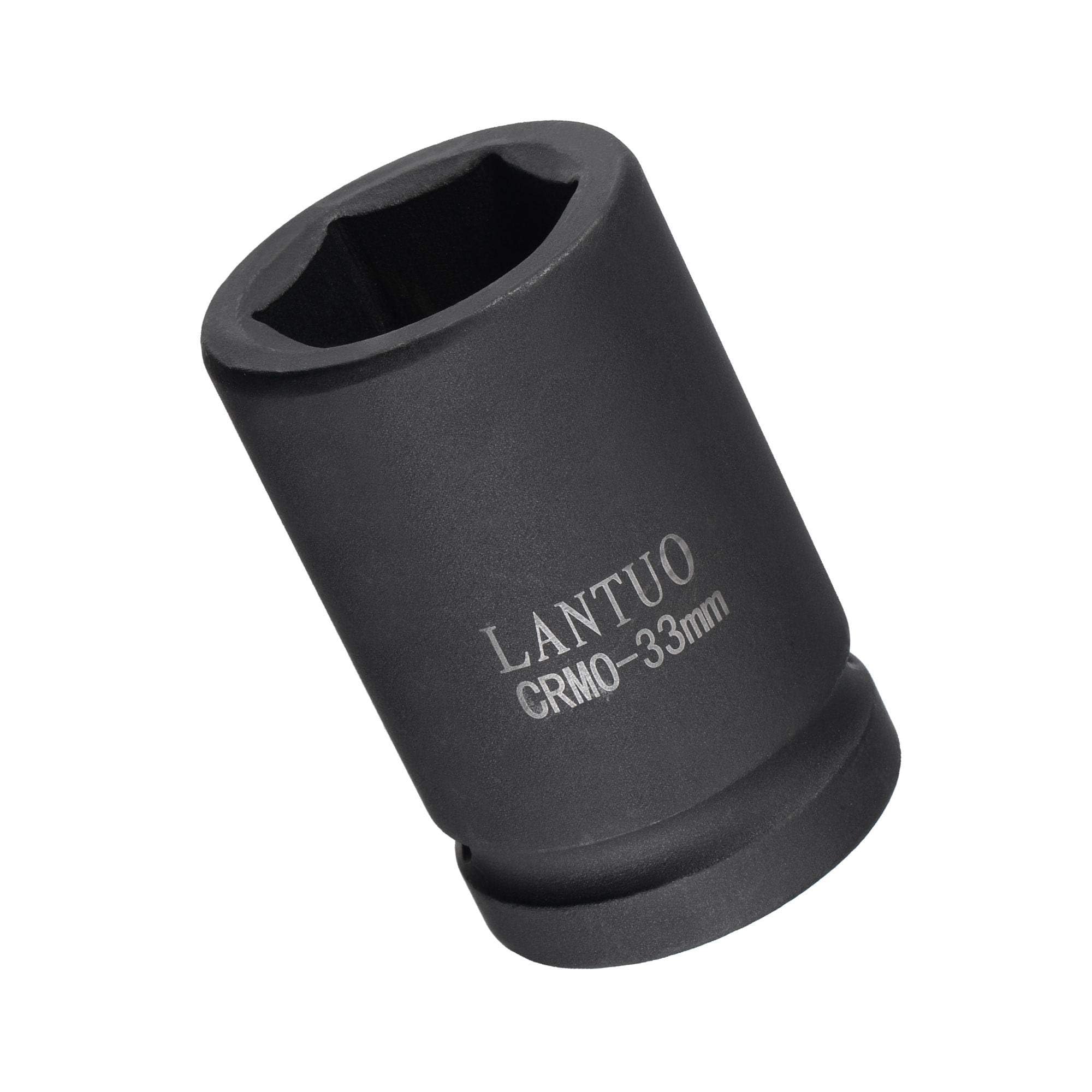 MACHSWON 1 Inch Drive - 33mm Deep Impact Socket with 6 Point Design, Heat-Treated Cr-V Steel 80mm Length, Metric Sizes