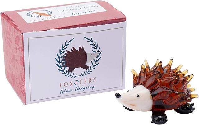 Glass Hedgehog Ornament Decoration in Gift Box | From CGB Giftware's Fox and Fern's Range | Glass Animal | GB05451