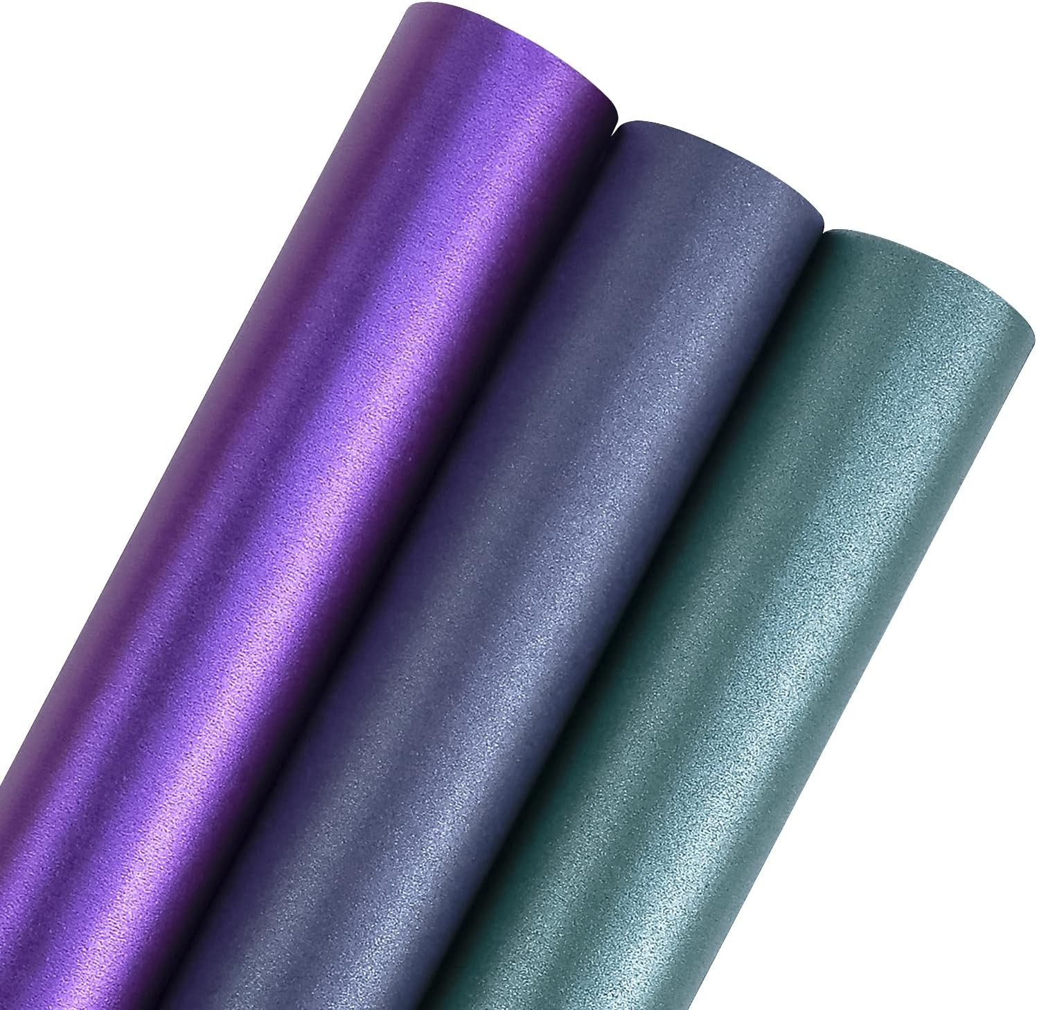 FUHITIM Christmas Wrapping Paper, Purple Green Blue Matte Wrapping Paper-Lustre Paper Gift Wrapping Paper Mini Roll-3 Roll-17In*120In Per Roll, Perfect for Christmas,Wedding,Birthday,Baby Shower 3 Rolls Deep Blue+Deep Purple+Dark Green
