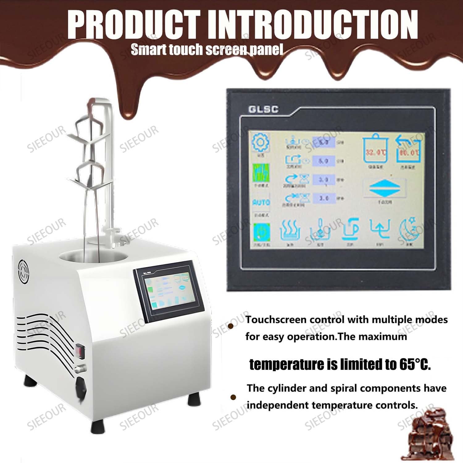 Machine de fusion et de trempe de chocolat avec distributeur automatique pour pâtisserie et confiserie professionnelle