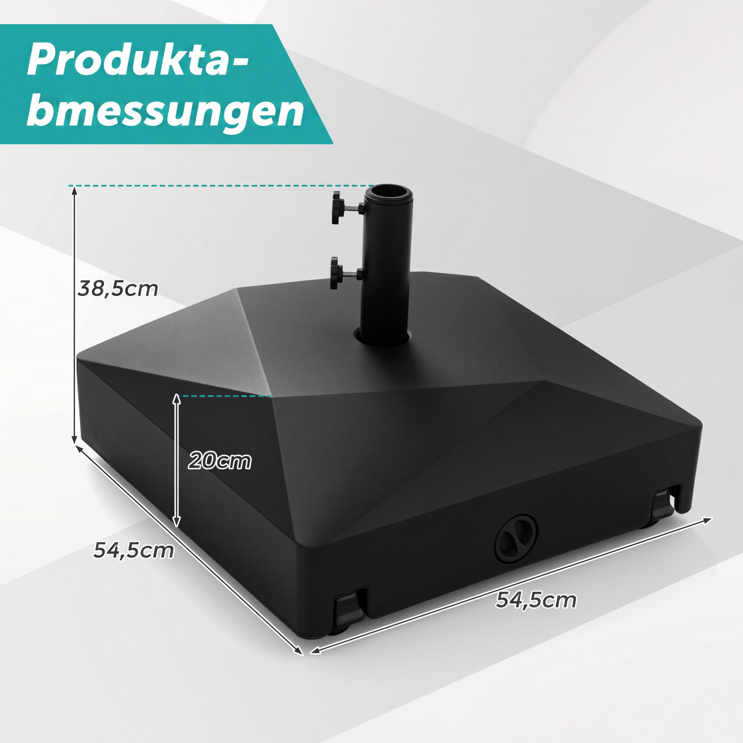 COSTWAY Sonnenschirmständer mit Rollen, Schirmständer befüllbar mit 45 L Wasser oder 65 kg Sand, Marktschirmständer für Schirmstangen von 38/48 mm, Sonnenschirm Ständer für Garten, Balkon, Terrasse