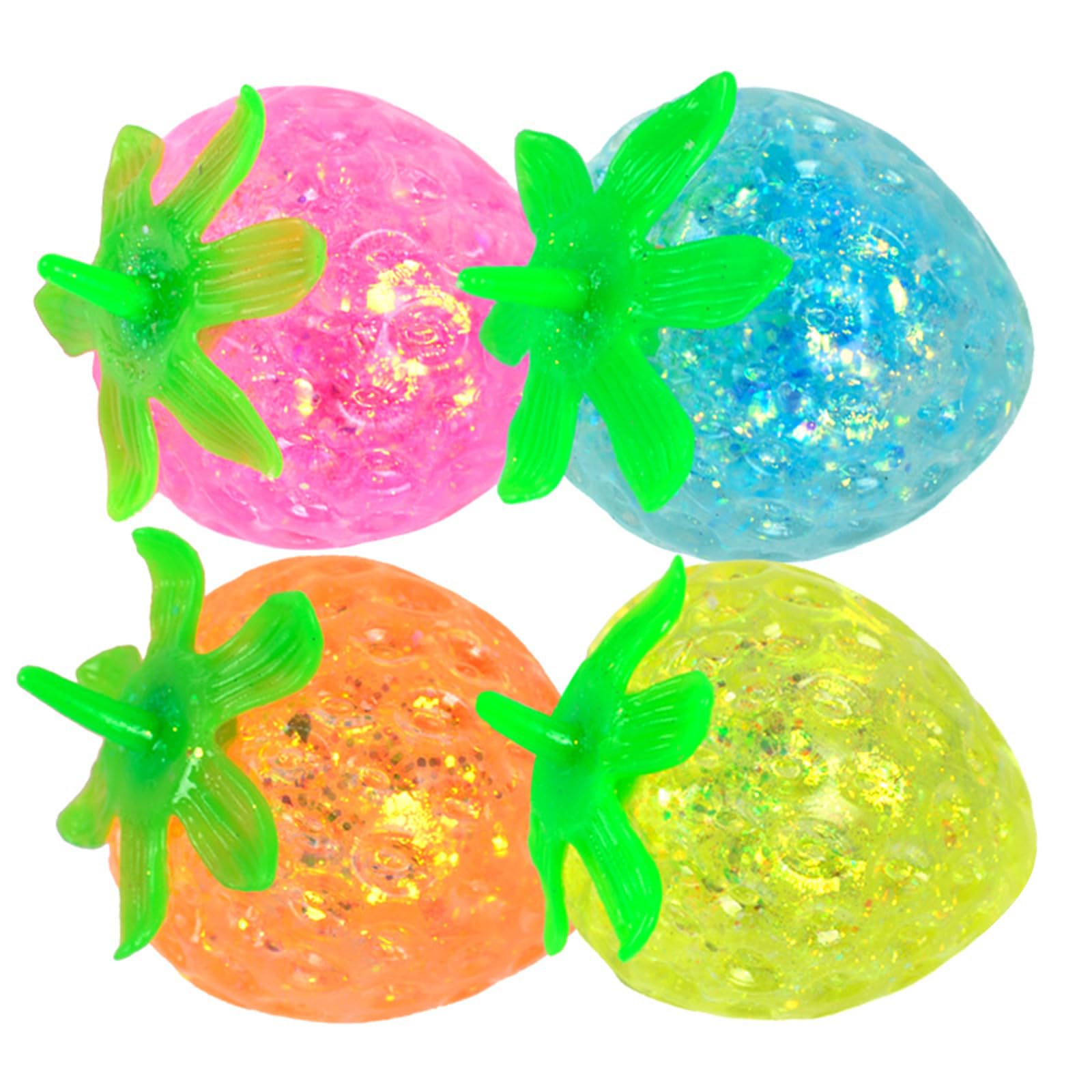 Strawberry Squishy Fidget Toy, Realistic Fruit Design Stress Balls for Adults, Sensory Toy for Anxiety Relief, Portable Office & Travel Use (Strawberry-random)
