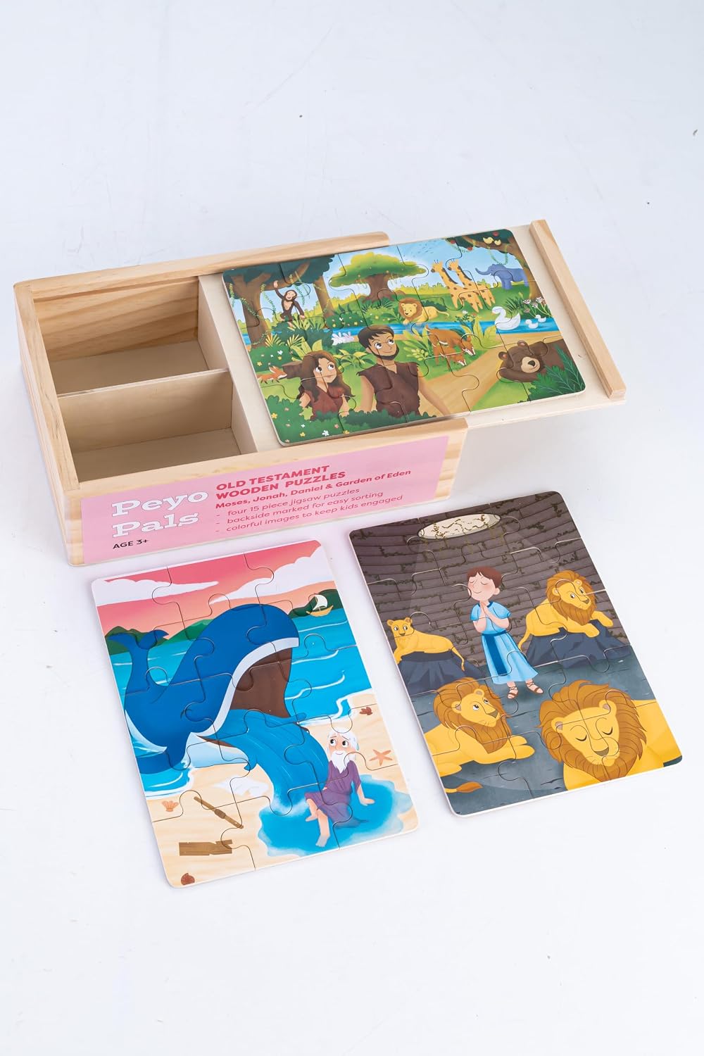 Bible Puzzles Toddlers 2-4 | 4-in-1 Puzzles in Box | Christian Gifts for Grandkids | Bible Puzzle for Kids Ages 4-6 | Gifts for Christian Kids | Adam and Eve (Old Testament)