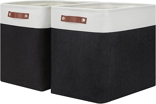 Vista 87 de HNZIGE - Canastas pequeñas de tela para organización (paquete de 6) canastas plegables de almacenamiento para estantes, armarios, lavandería, Asas