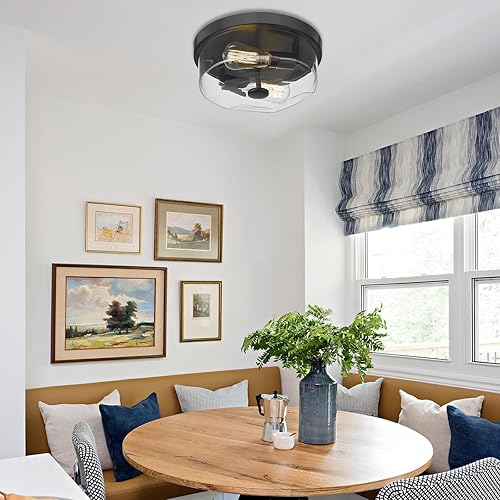 Miniatura 2 de Lámpara de techo de montaje empotrado con pantalla de vidrio transparente, 2 luces para interiores y exteriores, iluminación de granja, luces de