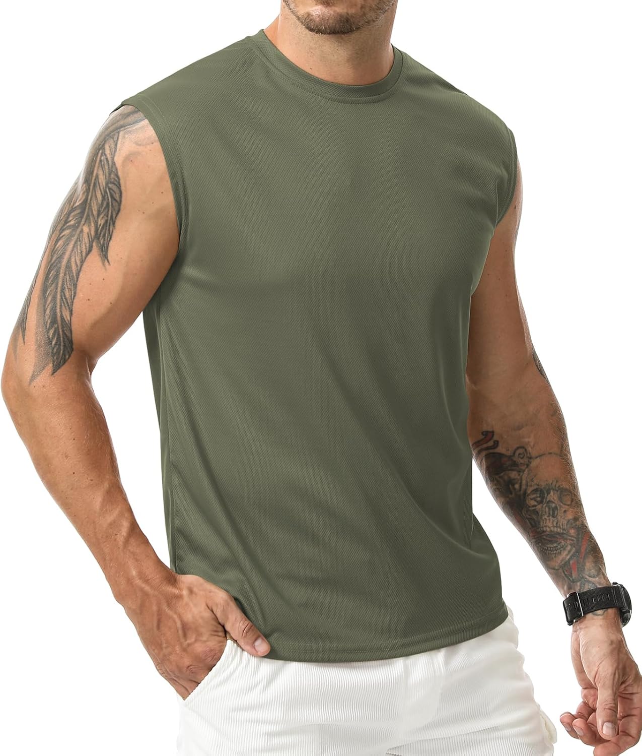 Suwangi Mens Tank Top Gym Exercise Athletic Quick Dry Muscle Bodybuilding Sleeveless Shirts Workout Outdoor Running Shirts - Image 6