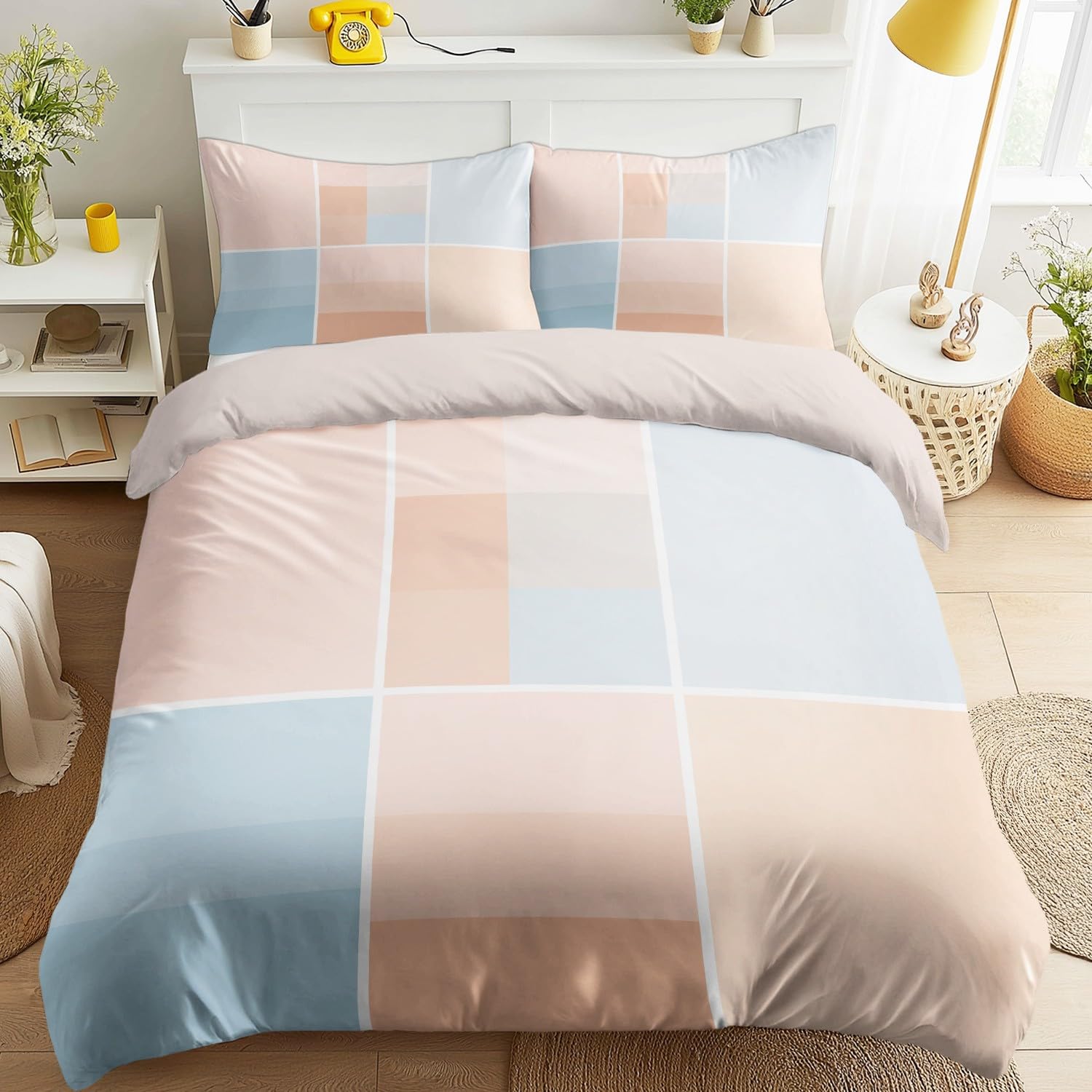 Housse de Couette 220 x 230 Parure de Lit Esthétique Pastel Doux