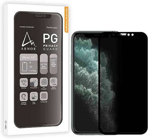ARMOR Protector de pantalla de vidrio flexible 2.5D de cobertura completa para iPhone 11Pro  XSX, protector de privacidad con 9H