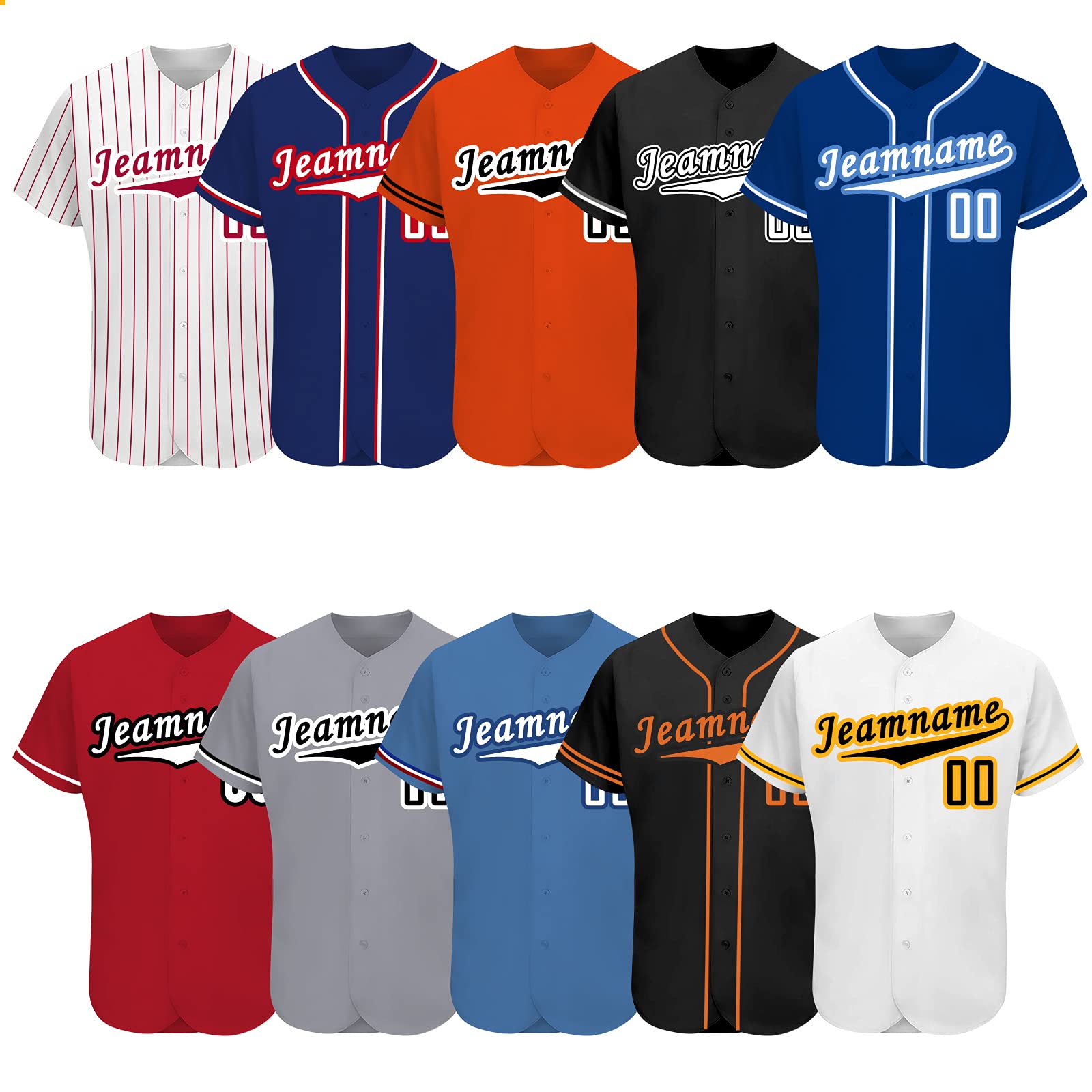 Custom Baseball Jersey Men Button Down Personalized Tee Shirt Sports Fans Print Name Numbers for Women/Youth Redstripe-18 Large