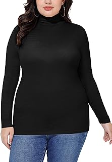 Women’s Plus Size Turtleneck Mock Neck Tops Long Sleeve Lightweight Slim...