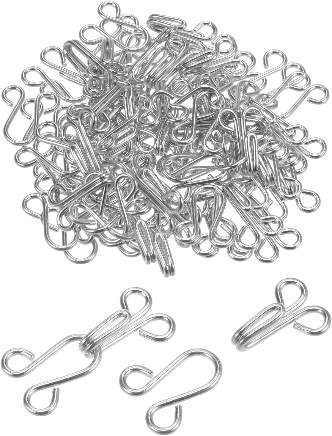 uxcell 50Sets Sewing Hooks and Eyes Closure Set 29mmx11.5mm Silver Tone