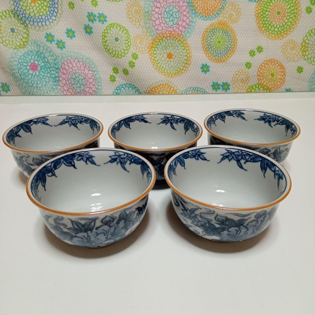 Amazon.co.jp: 京清水焼 煎茶碗揃え5客 半磁器手描き手引き
