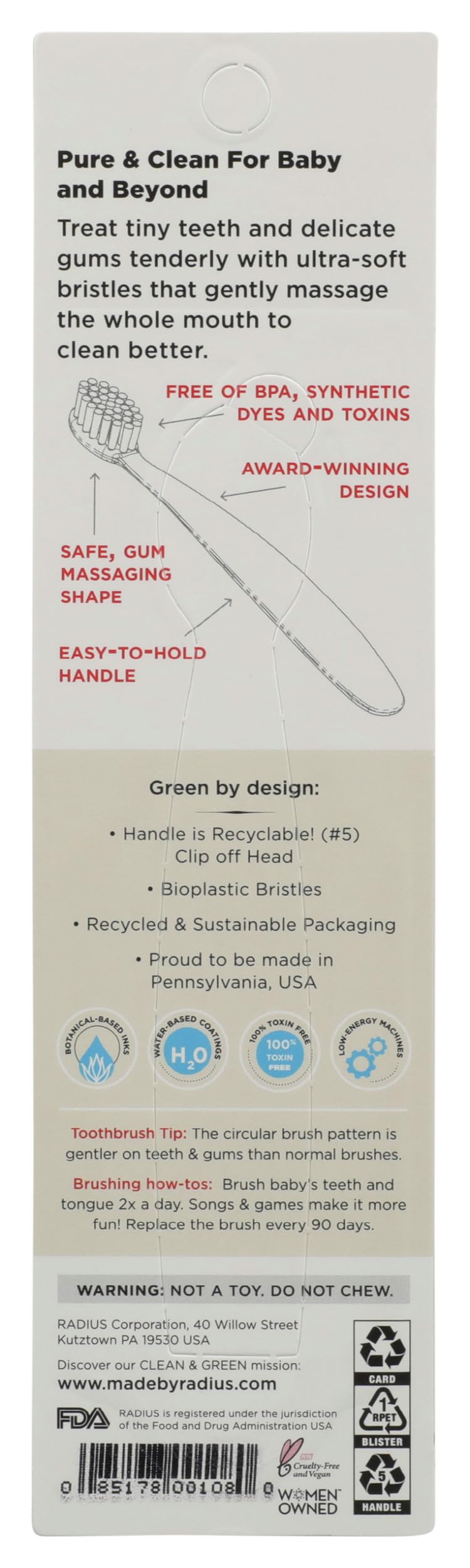 Radius, Toothbrush Baby Pure Ultra Sensitive, 1 Each thumbnail 2