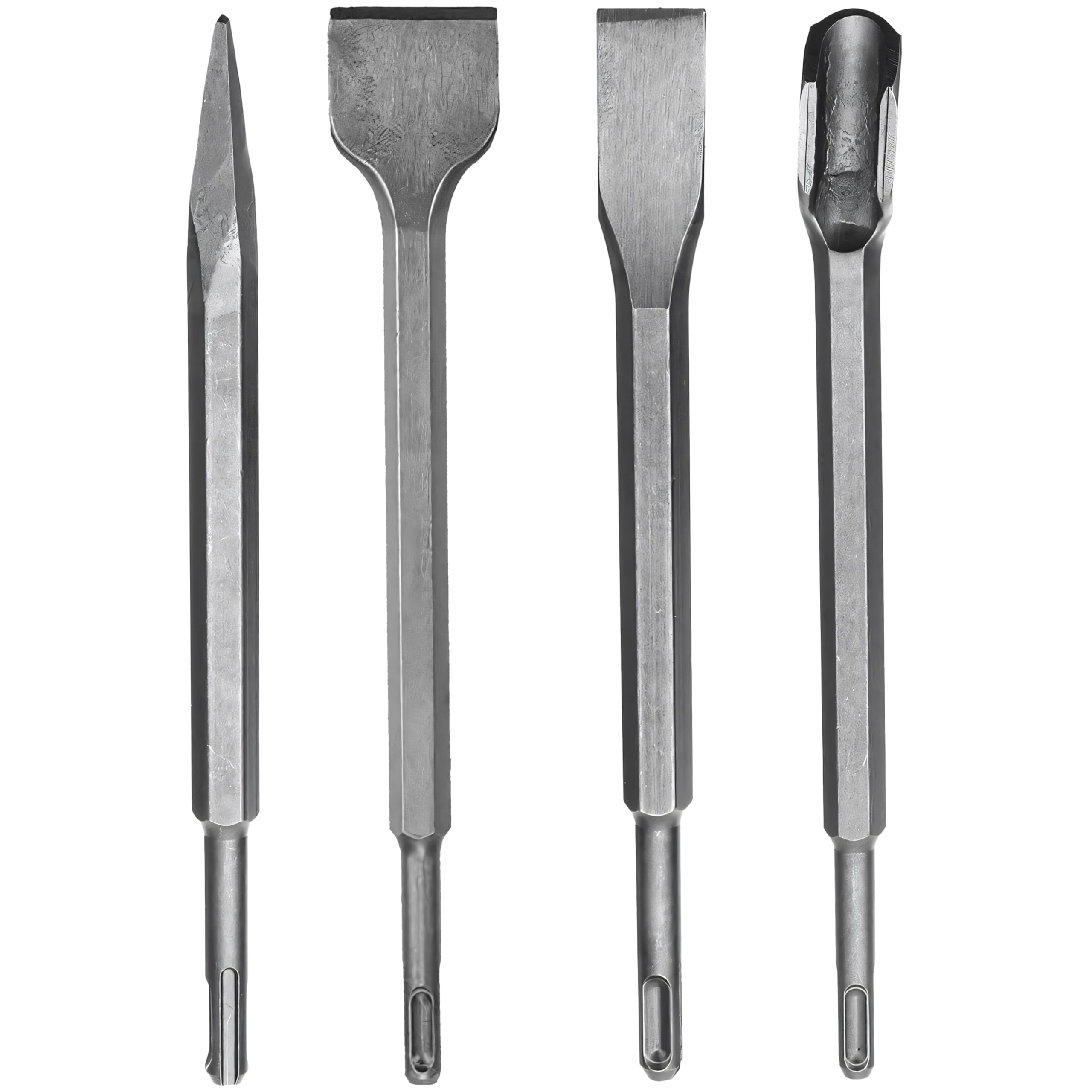Retoo SDS Plus, set da 4 pezzi, 250 mm, scalpello per piastrelle, a punta, a punta, per calcestruzzo, mattoni, colla, asfalto, accessori per impatto