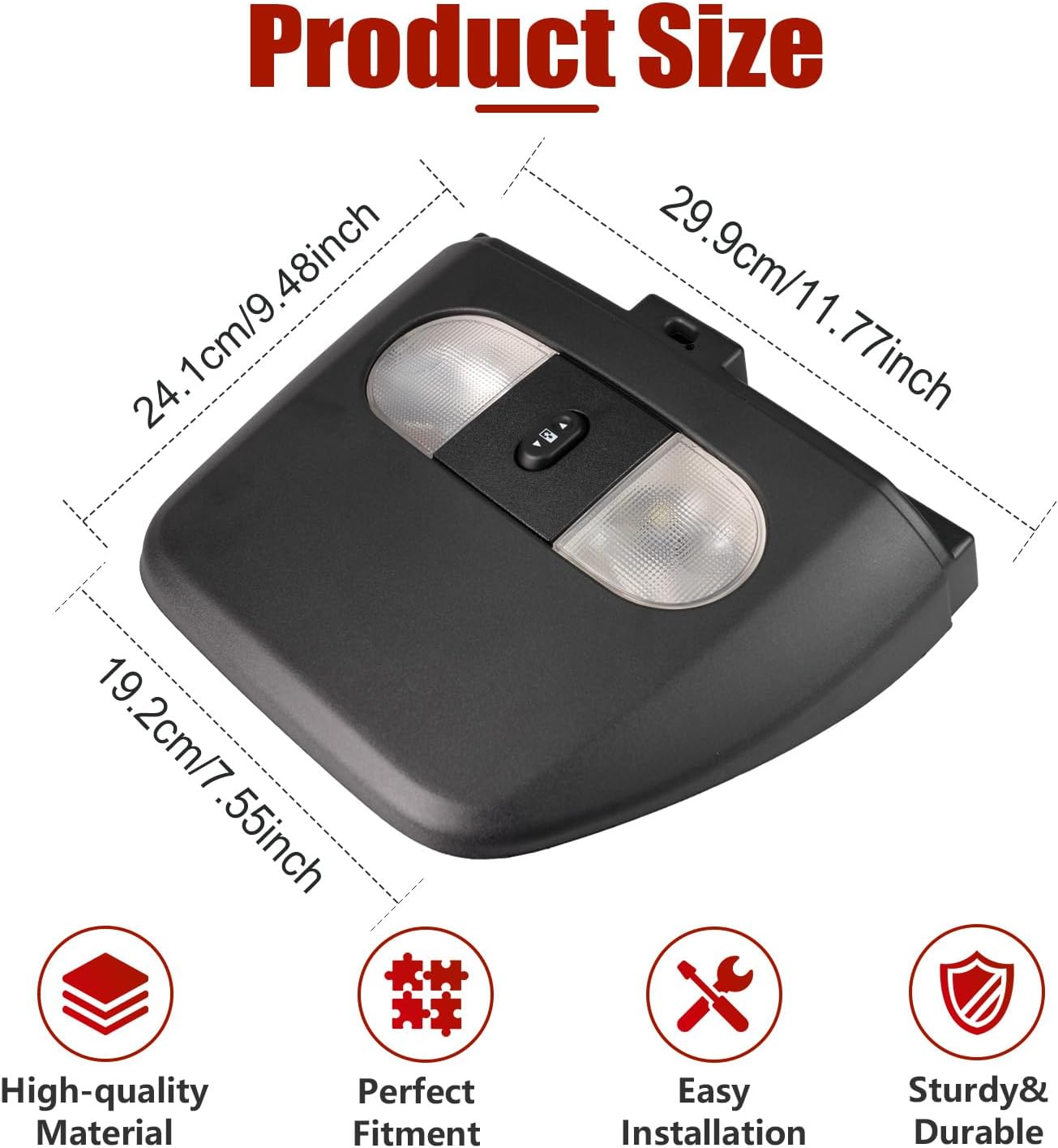 Overhead Console LED Dome Map Light Lamp Interior Cab Lights Track with Rear Window Switch for F-150 2004 2005 2006 2007 2008 Lincoln Mark LT 2006 2007 2008 Truck #7L3Z-18519A70-AE(Black)