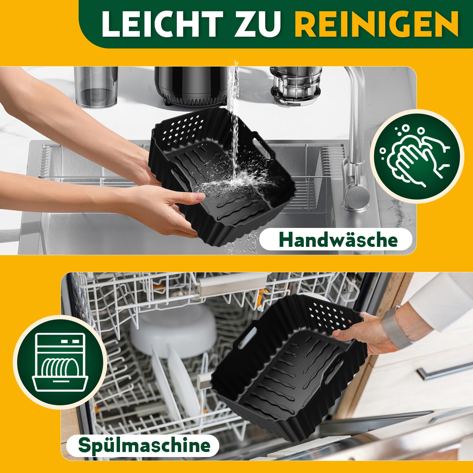 Airfryer Zubehör für Philips NA460/NA462 10L, Silikonform Zubehör | Heißluftfritteuse Zubehör für Philips Airfryer 4000 Series Stacked Dual Basket 10L, uflaufform Einsatz Anstelle Backpapier