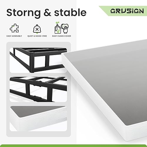 Miniatura 7 de Base de colchón inteligente de montaje rápido de 5 pulgadas, tamaño Queen, base de colchón de metal, marco de cama con marco de metal fuerte,