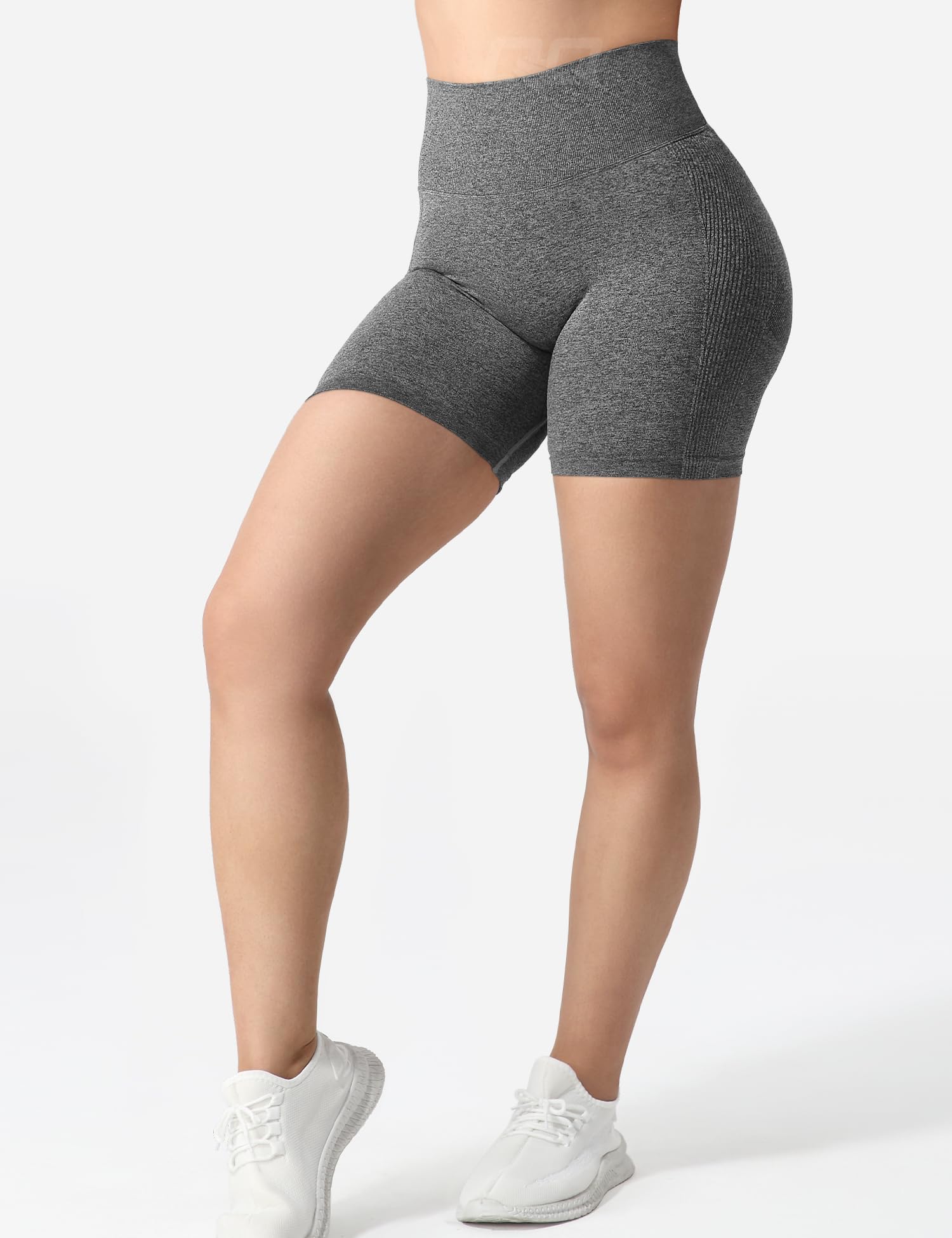 QOQ Womens Workout Biker Shorts Seamless High Waisted Tummy Control Slimming Athletic Gym Yoga Pants