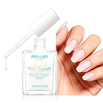 GELLEN 6 in 1 Nail Repair Polish, Air Dry Milky White Tinted Strengthener
