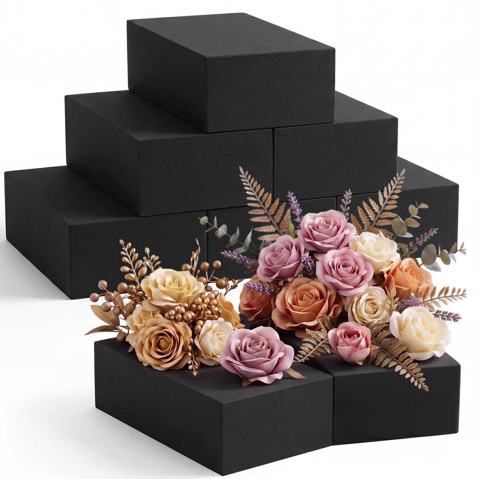 Lallisa 8 Pcs Black Reusable Floral Foam Blocks, 6 × 3.38 × 1.85''