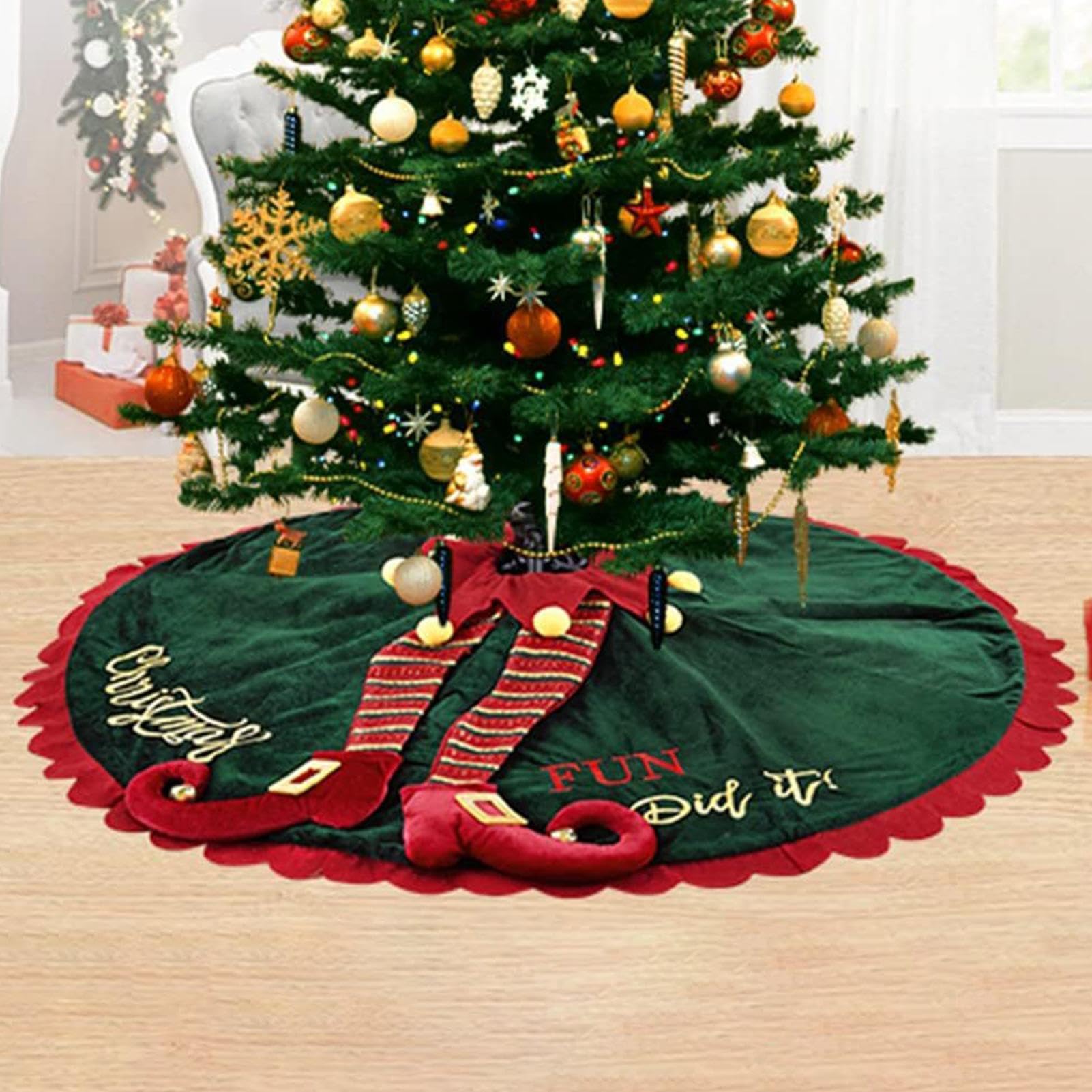 Amazon.co.jp: クリスマスツリーマットデコレーション、クリスマス