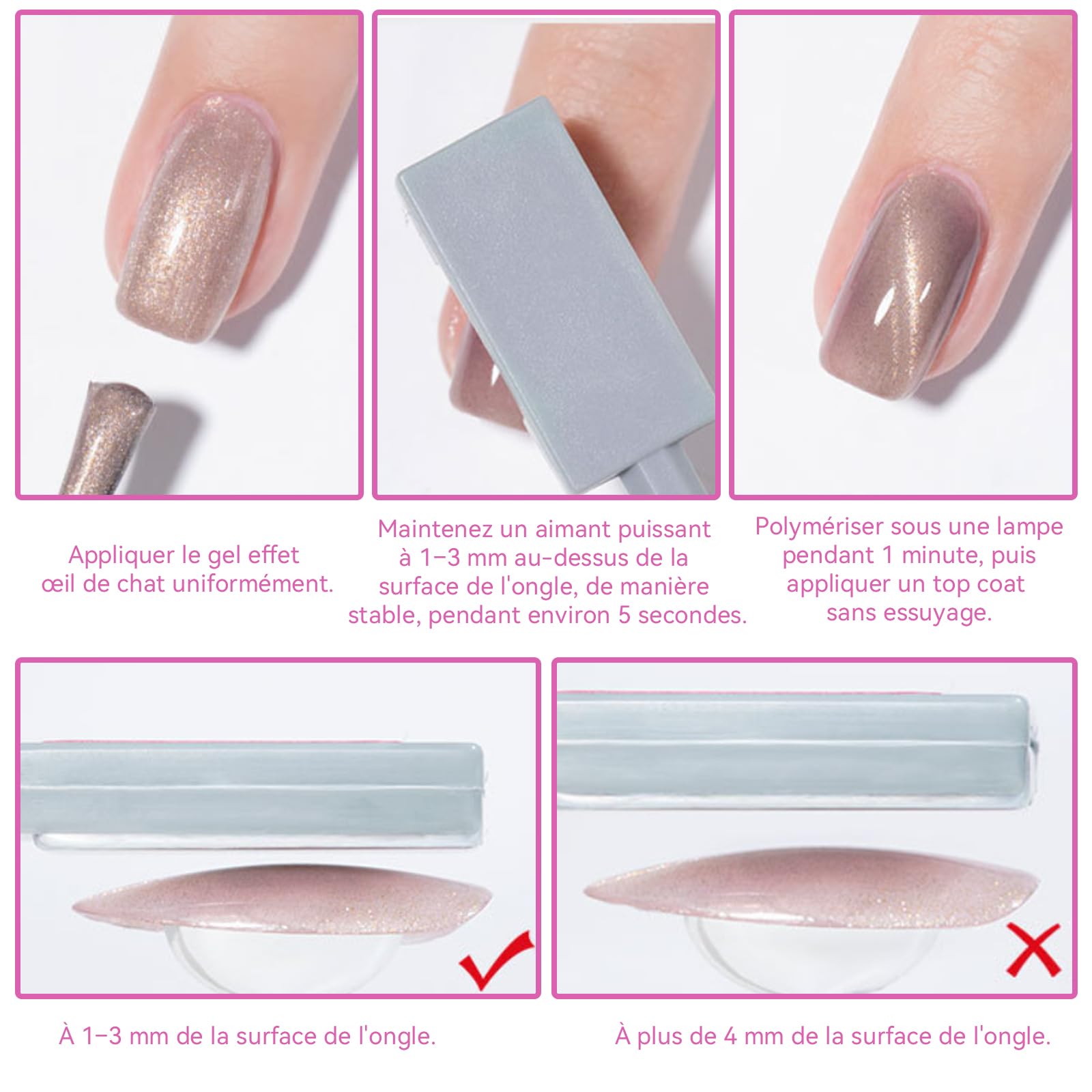 17 pièces Aimant Cat Eyes Ongles Kit, Ensemble D'aimants Œil-De-Chat ,Magnétiques DIY Portable avec Effets Variés, Compatible Vernis Gel pour Créations Salon à Domicile