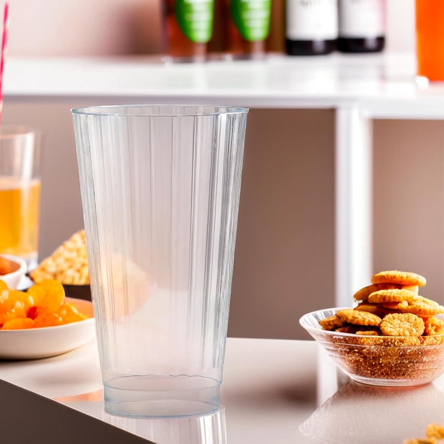 Elegant Clear Premium Plastic Tumblers - 16 oz. (Pack of 16) - Perfect for Parties, Weddings & Events