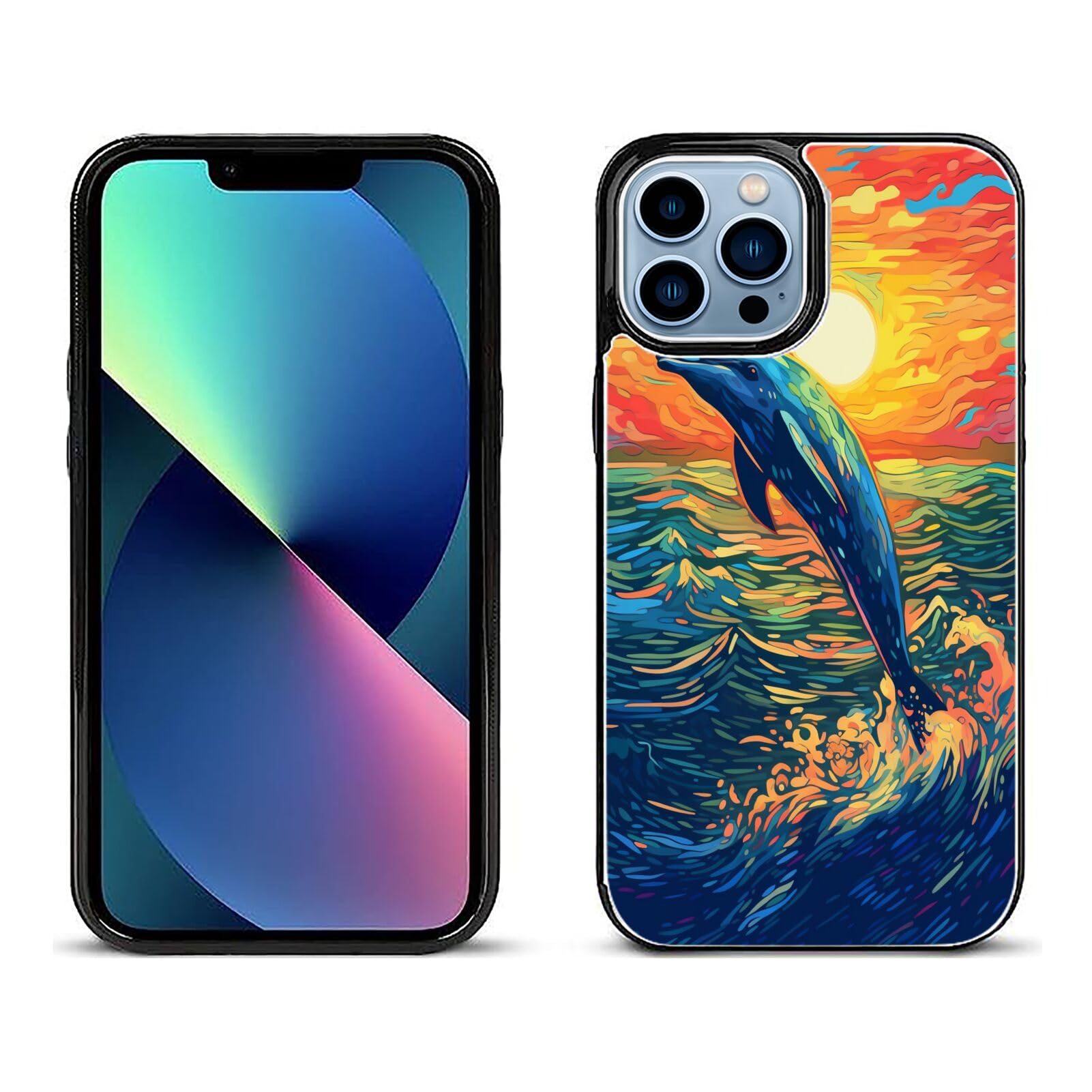 SANTUO Card Wallet Phone Case for iPhone 14 Pro Max with Dolphin-aa1097 - Kickstand - Secure Magnetic Closure - Multiple Card Compartments and Cash Pocket - Drop Protection