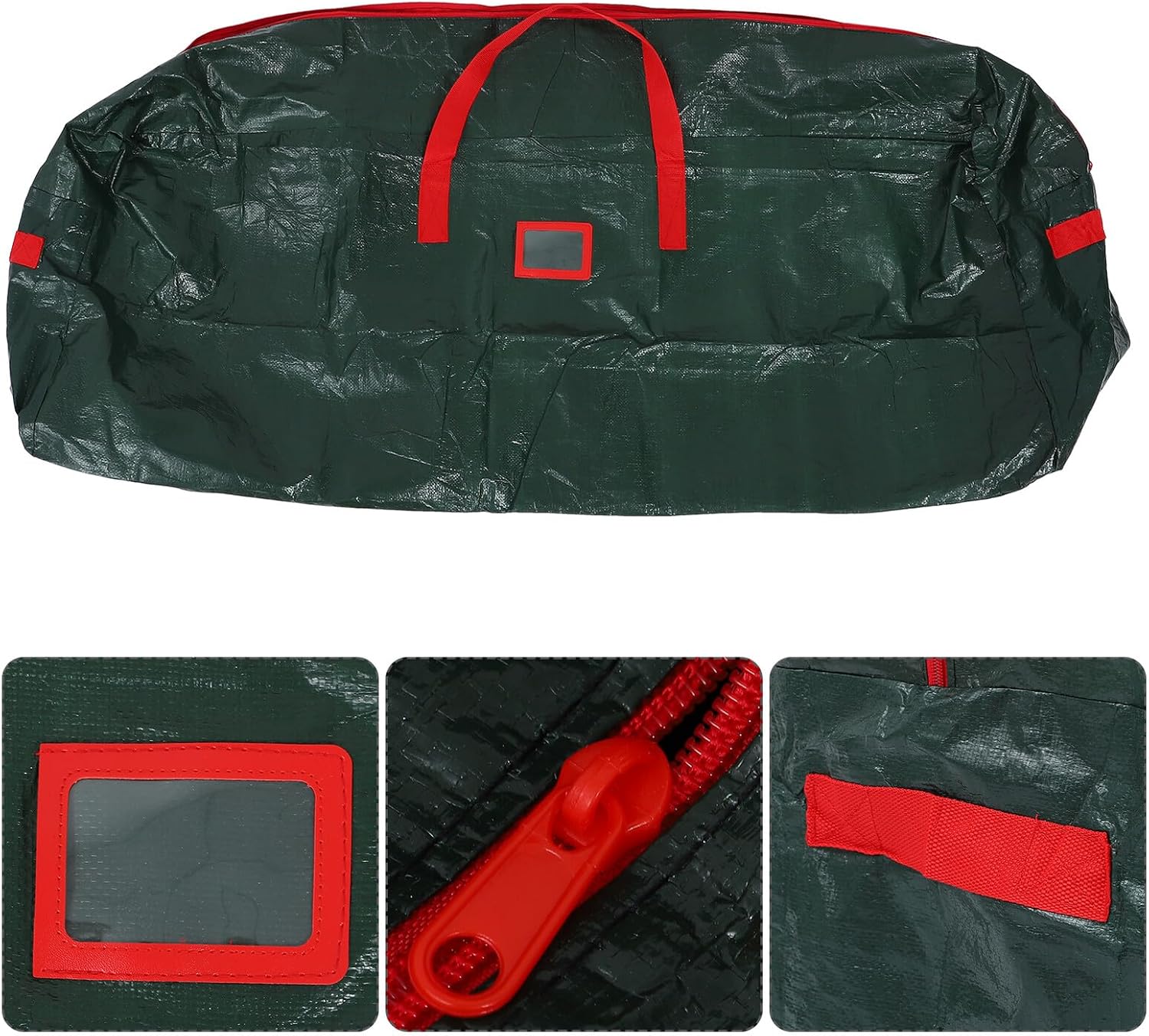 Christmas Tree Storage Bag Waterproof with Zipper, 122x34x51cm Green Xmas Tree Organizer Pouch for Holiday Decor and Dust Protection