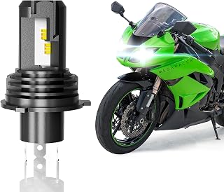 Mega Racer Wireless H4/9003/HB2 LED Headlight Bulb for Motorcycle - 6500K Daylight White, 12V 50W 12000 Lumens, 6 LED Chips, IP68 Waterproof, Dual High/Low Beam Replacement Bulb, Pack of 1