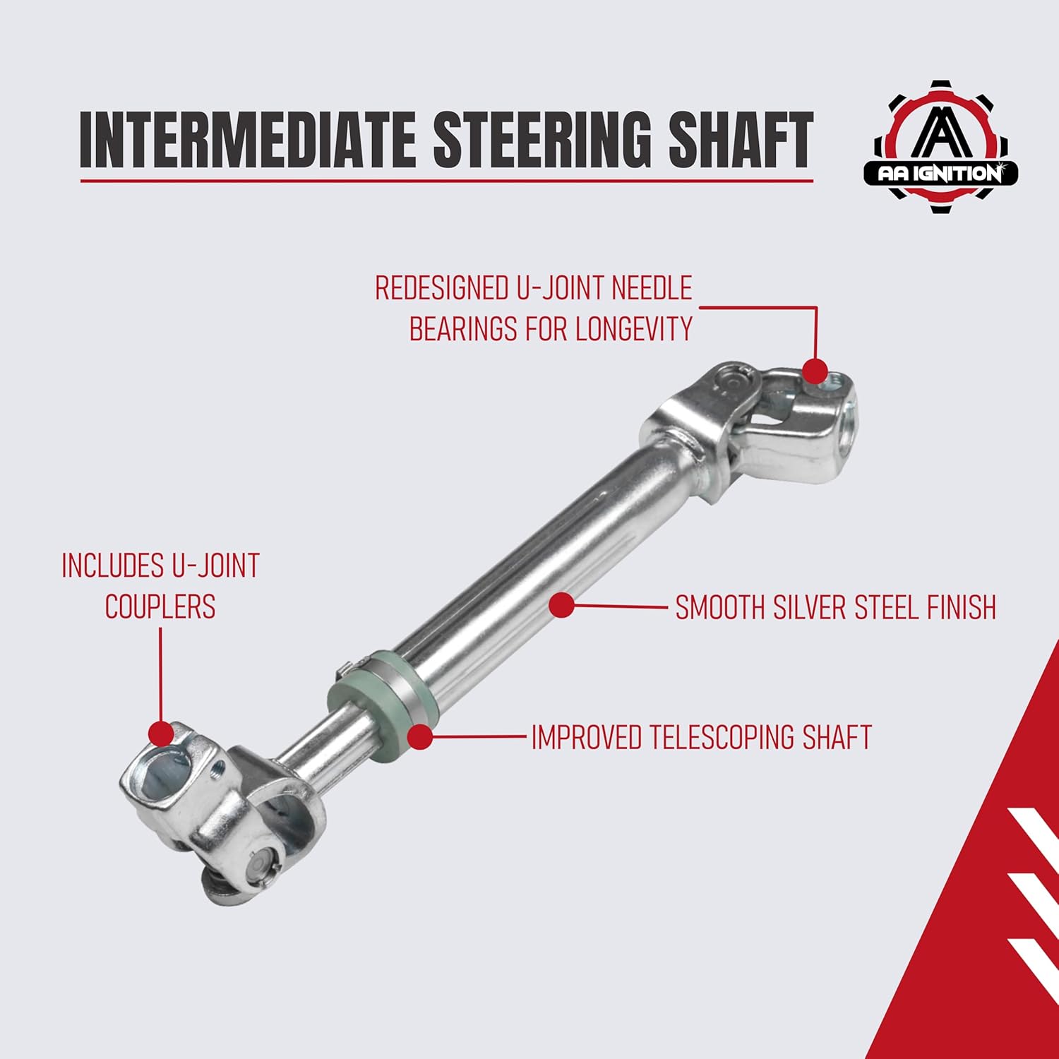 Intermediate Steering Shaft with U Joint Coupler - Replaces 8L1Z-3B676-A - Compatible with Lincoln Navigator and 2009-2014 Ford F150 and 2007-2014 Expedition