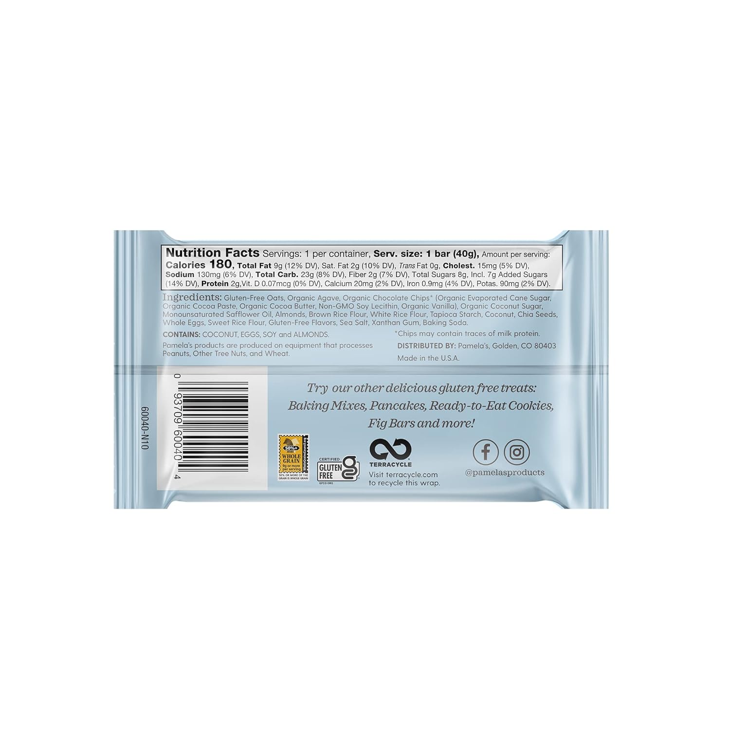 Pamela's Products - Whenever Bars Oat Chocolate Chip Coconut (5 Count (Pack of 3))