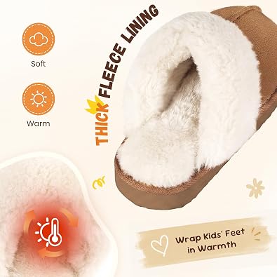 Kids Slippers Girls Boys Fuzzy Memory Foam House Slippers Warm Lined | Winter Home Shoes Soft Bedroom Indoor & Outdoor
