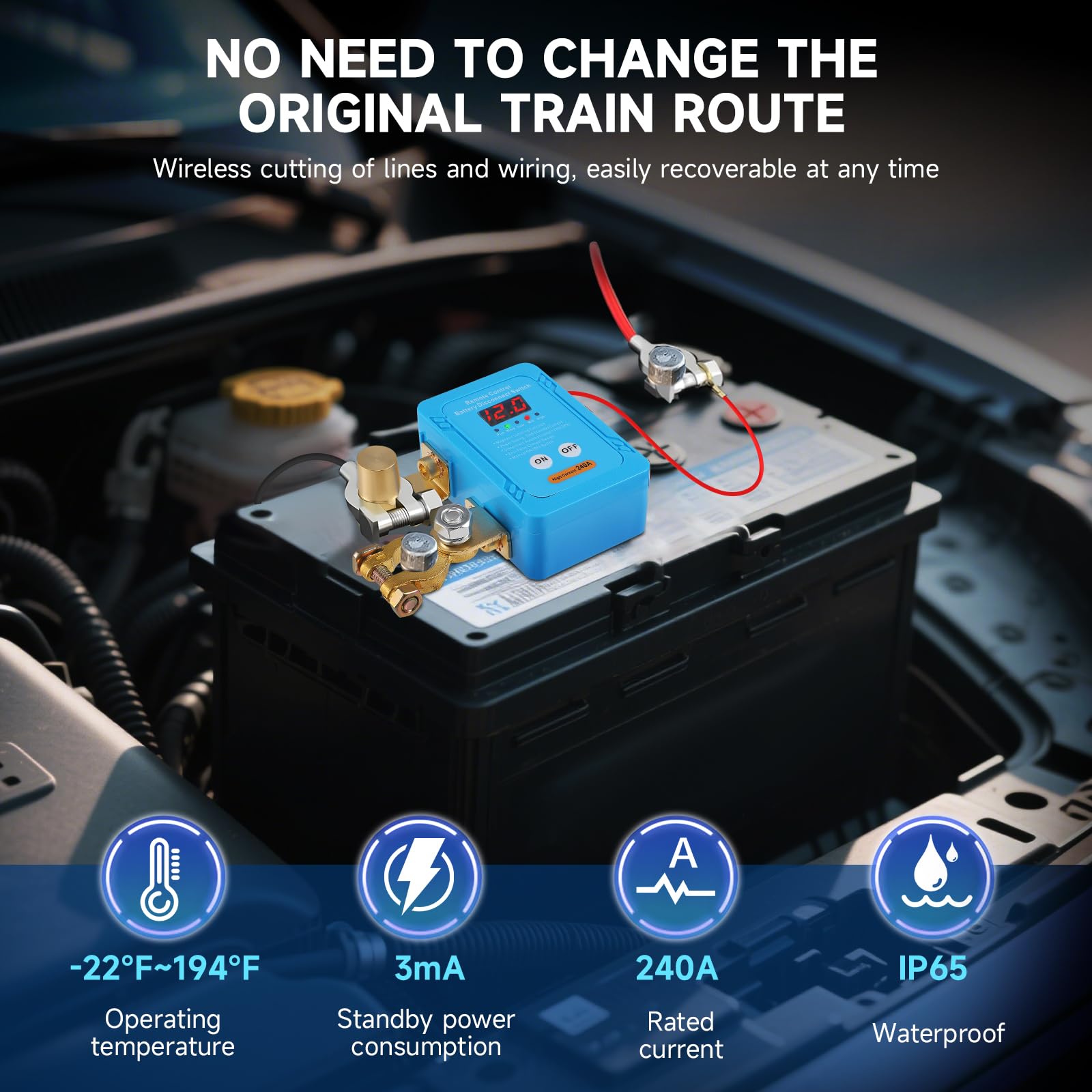 Interruttore separatore batteria 12 V con telecomando, interruttore radio 240 A con indicatore di tensione LED, interruttore di separazione per auto, RV, ATV, camion
