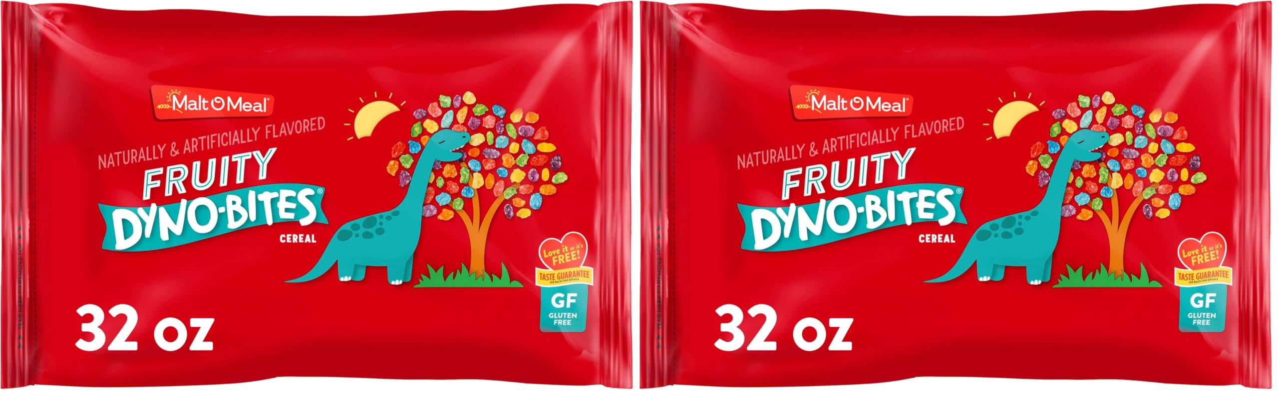 Malt-O-Meal Fruity Dyno Bites® Gluten Free Kids Breakfast Cereal, Family Size Bulk Bagged Cereal, 32 Ounce - 1 count (Pack of 2)