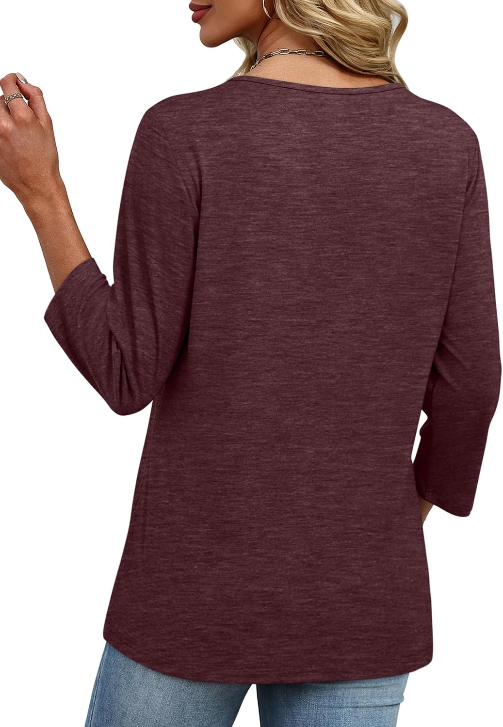 XIEERDUO 3/4 Length Sleeve Womens Tops V Neck T Shirts Summer Clothes Basic Blouses Dressy Casual 2026 Spring Outfits - Image 4