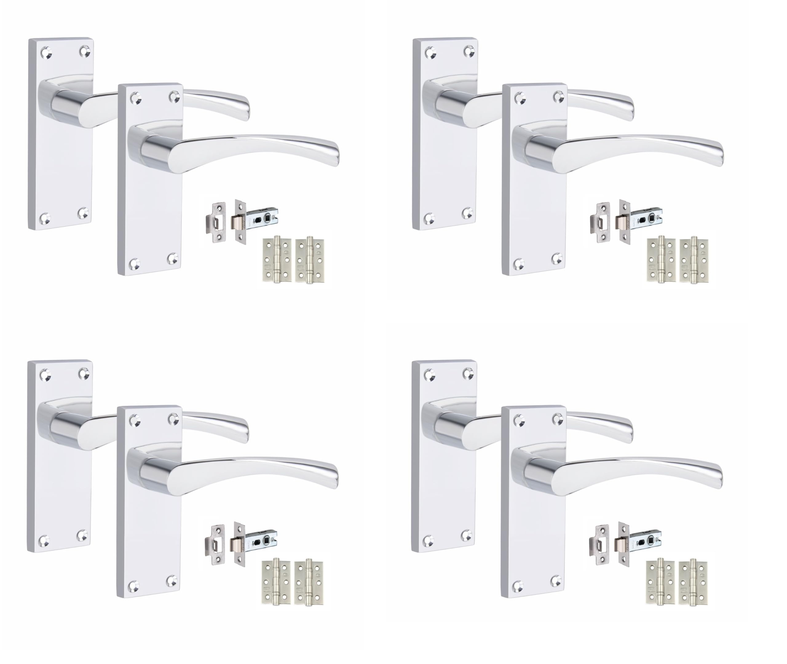 Golden Grace Astrid Door Handle - Victorian Scroll - Polished Chrome - 4 Pack