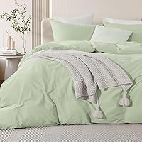 Vista 16 de NEXHOME PRO - Juego de funda de edredón, queen extragrande 98"x98", de algodón lavado 100 % orgánico con aspecto de lino, gris crema, con cierre