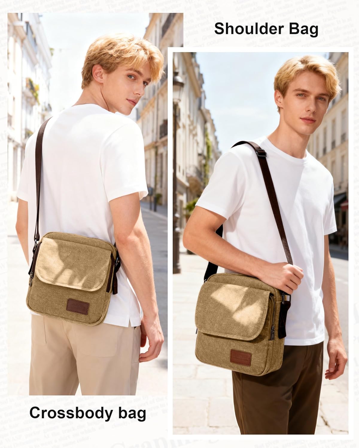 Small Crossbody Bag for Men,Canvas Messenger Shoulder Bags Crossbody Satchel Bag Men's Side Bags Over the Shoulder Purse - Image 2