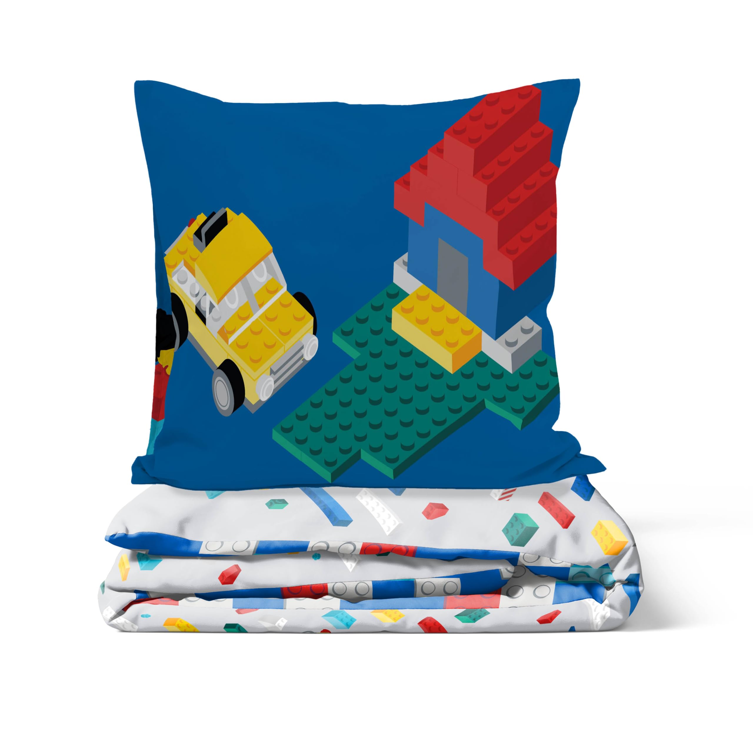 Jay Franco Lego Set Copripiumino – Biancheria da Letto Super Morbida per Bambini con Federa, SOLO COPRIPIUMINO (Imbottitura Non Inclusa), Multicolore, 2 Pezzi Singolo