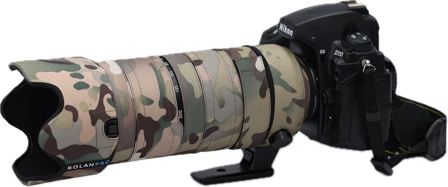 Rolanpro Camouflage Lens Cover for Nikon AF-S 70-200mm f/2.8E FL ED VR Raincover Lens Protective Sleeve Case-#3 Jungle camo Waterproof