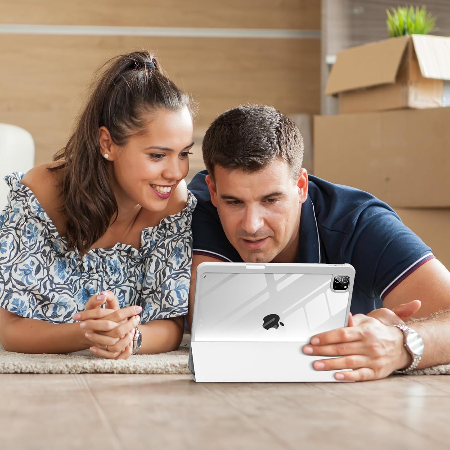 Case for iPad Pro 12.9 Inch (6th/5th/4th/3rd Generation 2022/2021/2020/2018) with Pencil Holder, Clear Transparent Back Shell Slim Stand Shockproof Tablet Cover, Auto Wake/Sleep, Gray - Image 8