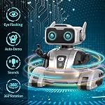 QIZEBABY Remote Control Robot Toy for Kids with LED Eyes & Sounds, Dancing RC Robot Car with 360° Rotation, Gift for Boys & Girls Ages 3–8 (Silver)