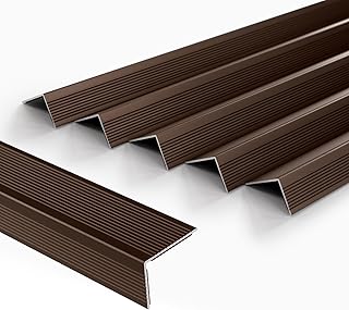 5-Pack 36 Inch Aluminum Peel and Stick Stair Nosing Brown Staircase Step Treads Anti-Slip