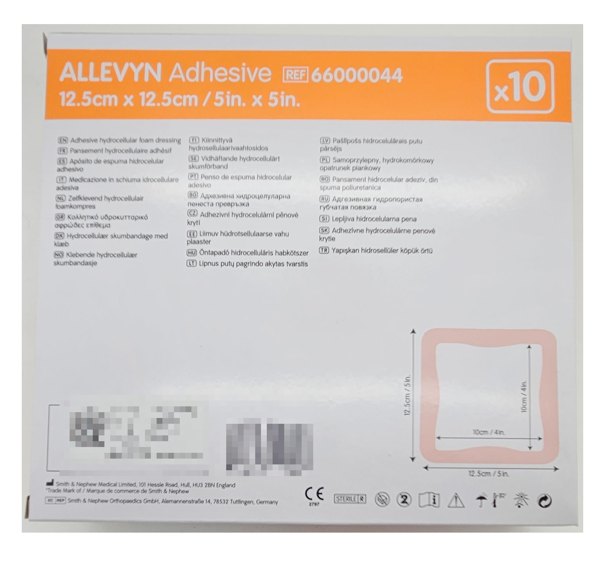 Cerotti sterili classici Allevyn Adhesive Foam Medication 12,5 x 12,5 cm 10 pezzi