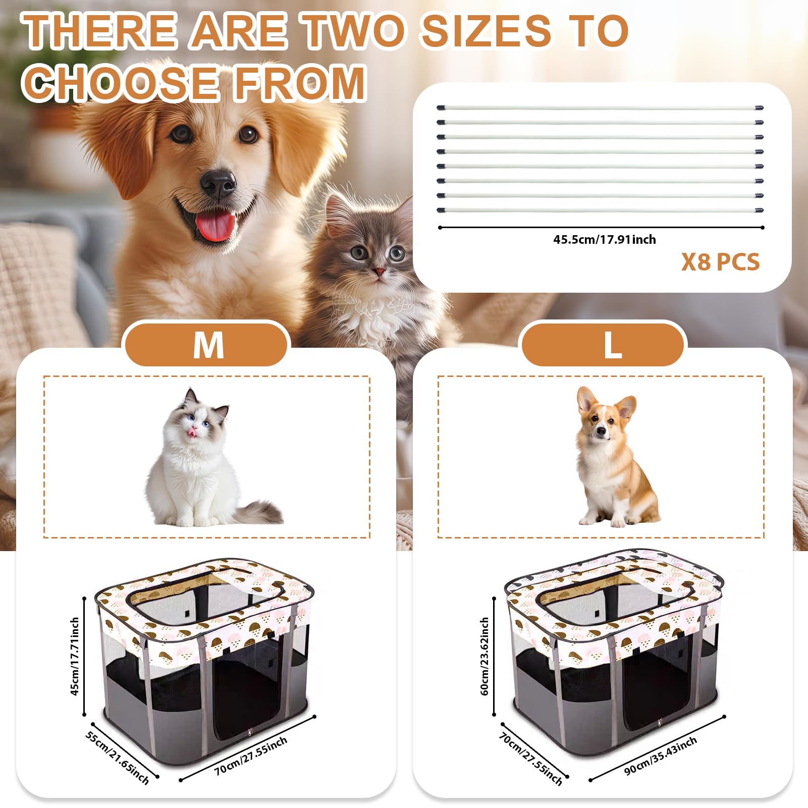 Enclos pour chiots et animaux - Gris - Pour l'intérieur - Pliable - Pour animaux de compagnie - Tente rectangulaire portable - Pour chatons, chiots, lapins - Taille L