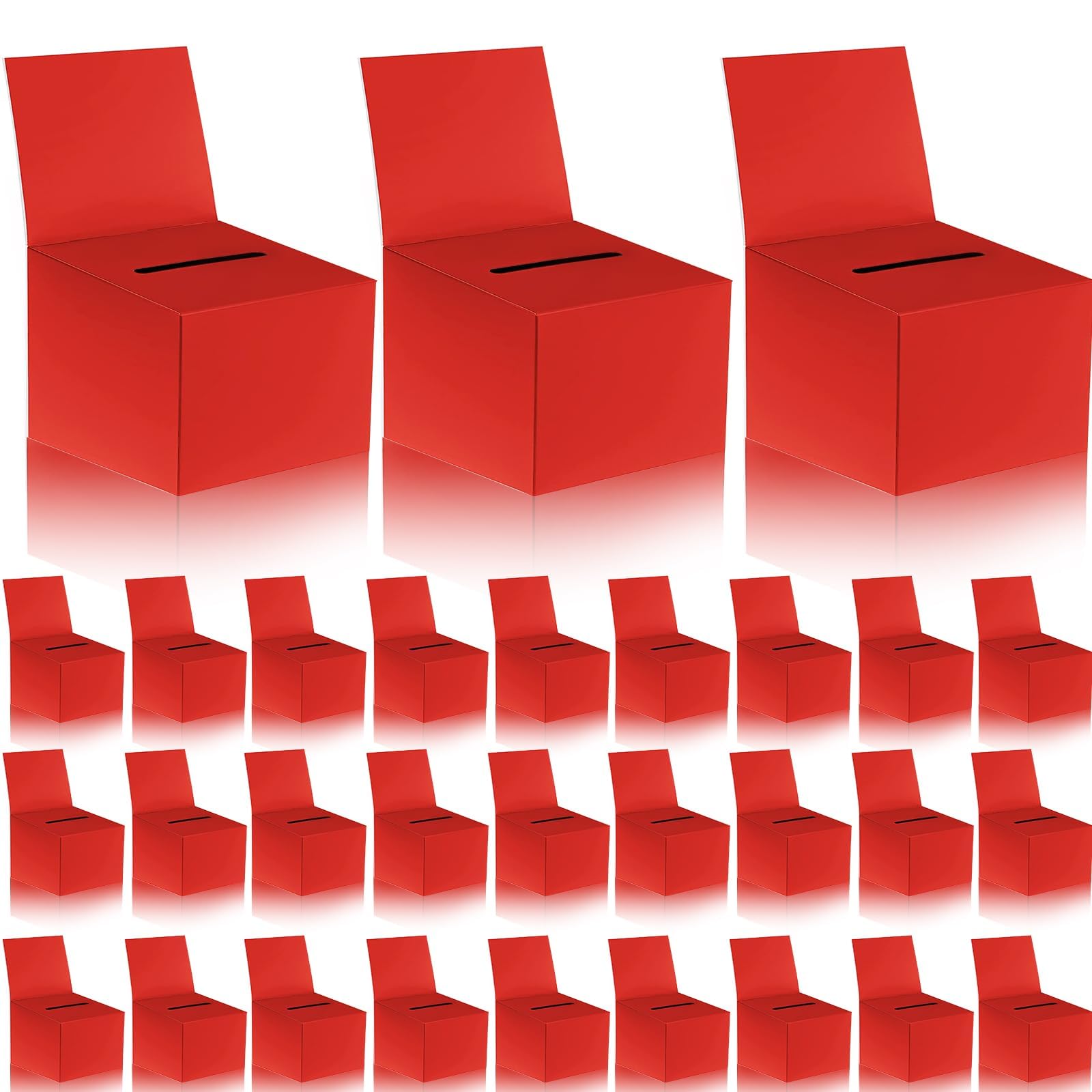 30 Pack Raffle Boxes Ballot Box Suggestion Box with Slot, 6.5 x 4.5 x 4.5 Inch Cardboard Raffle Boxes with Slot for Ticket and Removable Header for