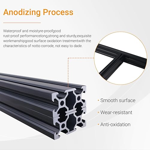Miniatura 4 de 4 piezas de perfil de extrusión de aluminio 2020 de 15.748 in tipo V extrusión de aluminio estándar europeo anodizado riel lineal con accesorios